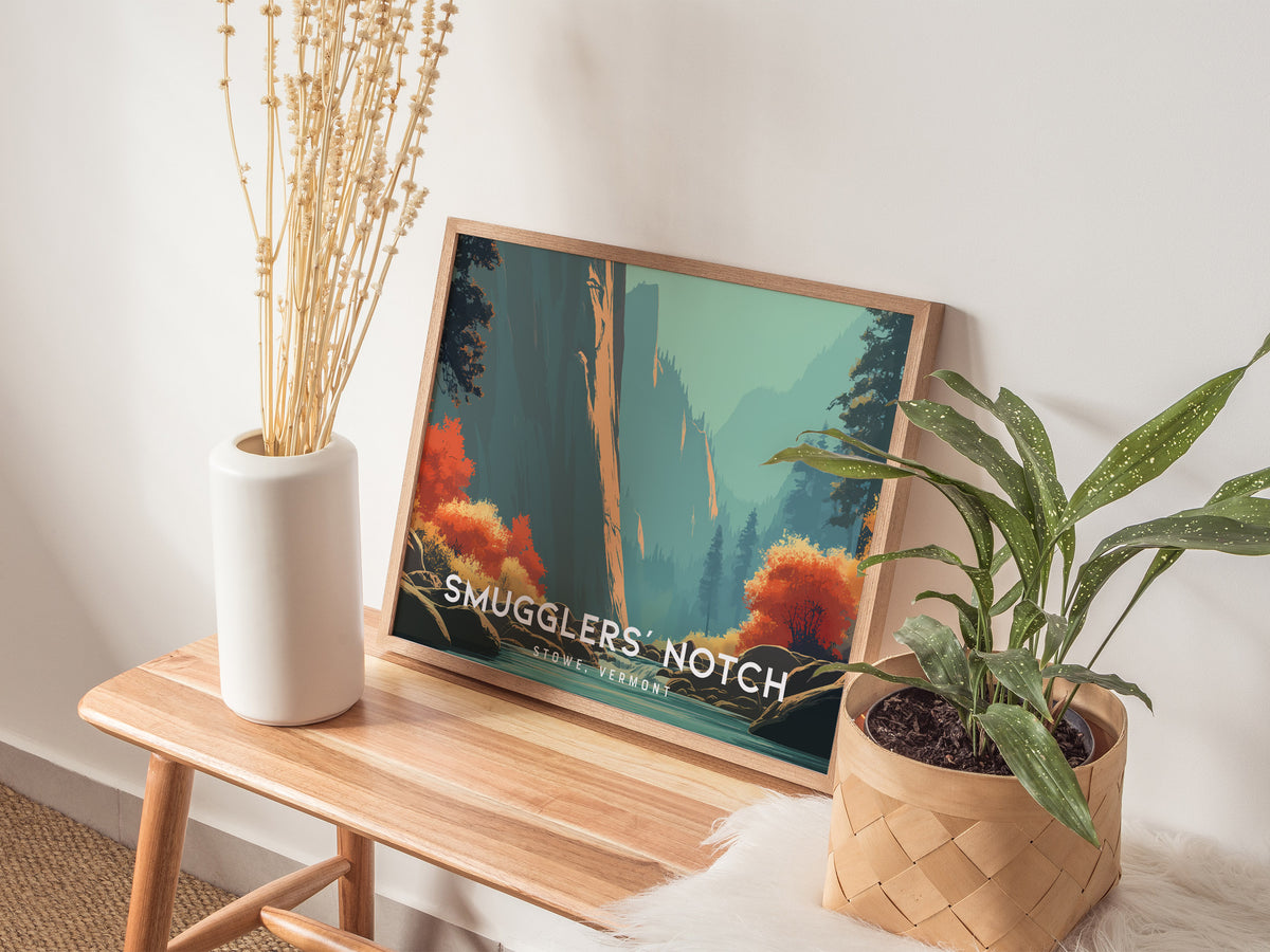 Smugglers' Notch Landscape Poster | Stowe, Vermont Vacation Wall Art — 20x16 in