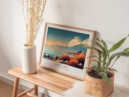 Mono Lake Landscape Matte Border Poster | Lee Vining, California Framed or Unframed Desert Lake Print — 20x16 in
