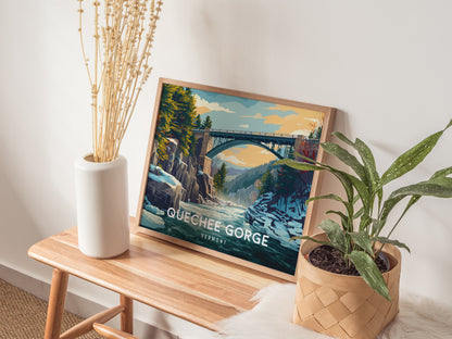 Quechee Gorge Landscape, Vermont Poster | Framed or Unframed Gorge Wall Art — 20x16 in