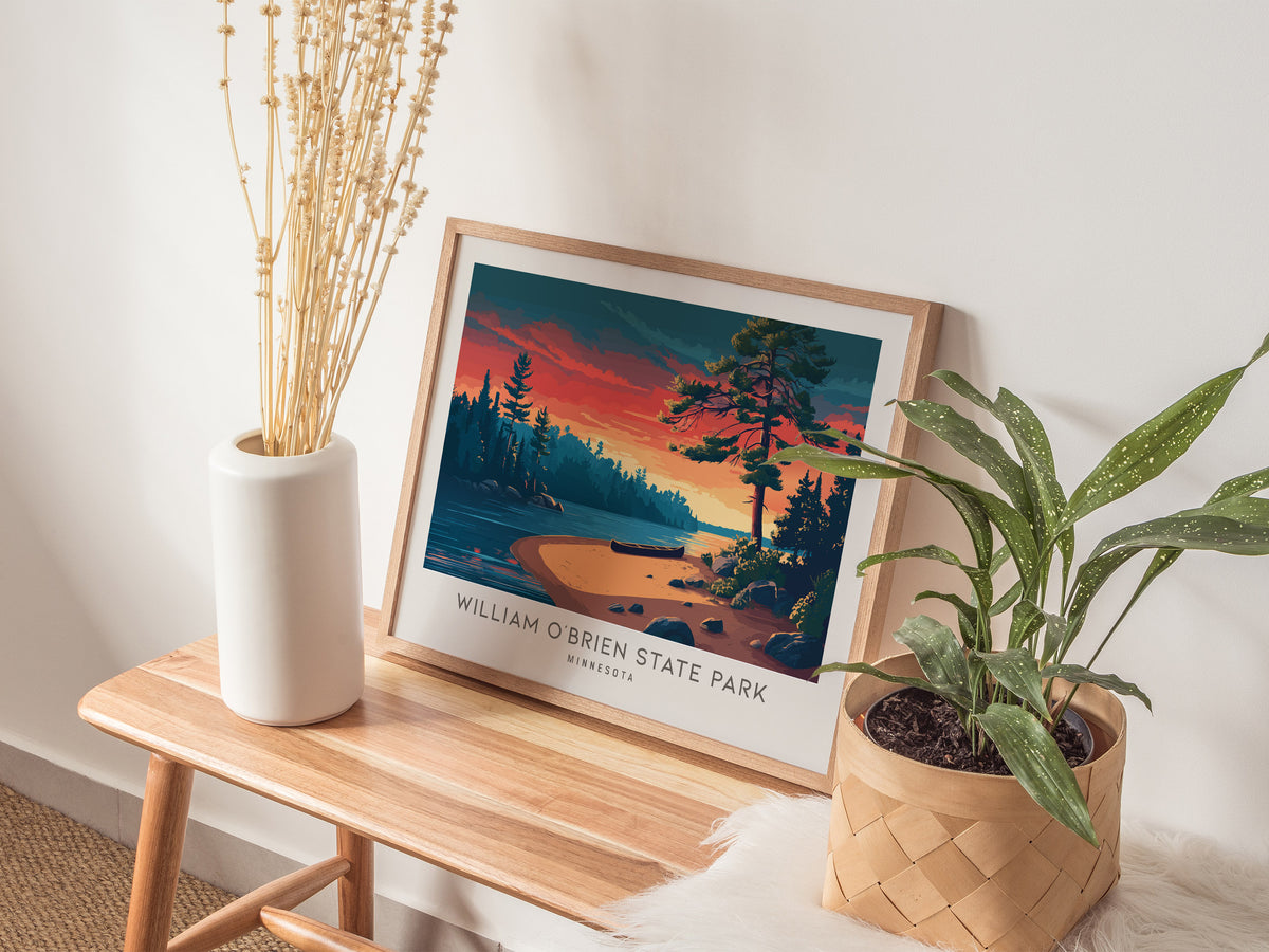 William O'Brien State Park Landscape Matte Border Poster | Minnesota Vacation Wall Art — 20x16 in