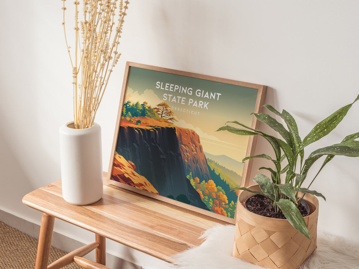 Sleeping Giant State Park Landscape Poster | Connecticut Hiking Vacation Wall Art — 20x16 in