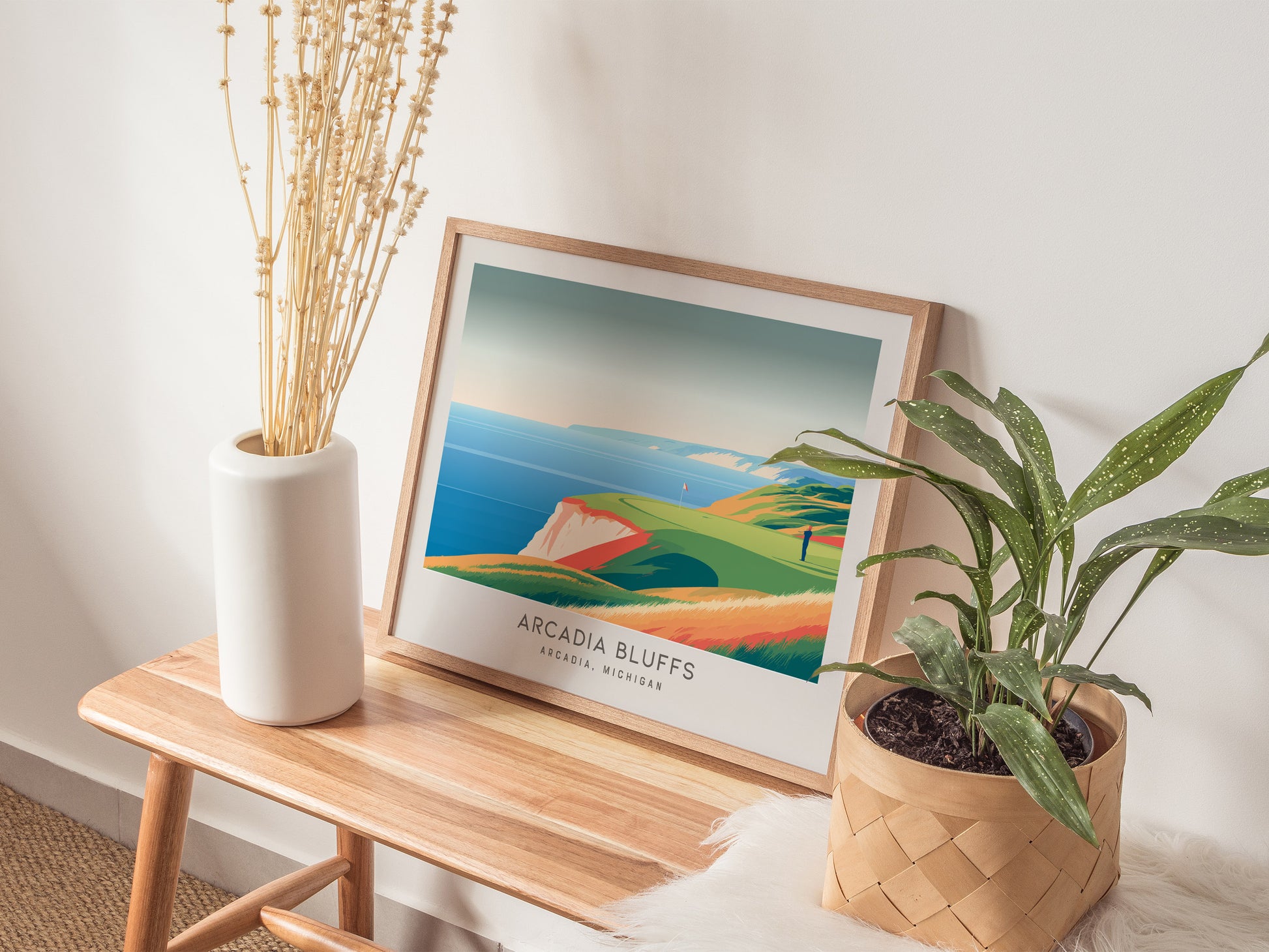 Arcadia Bluffs Landscape Matte Border Poster | Golf Wall Art Arcadia, Michigan Framed or Unframed — 20x16 in