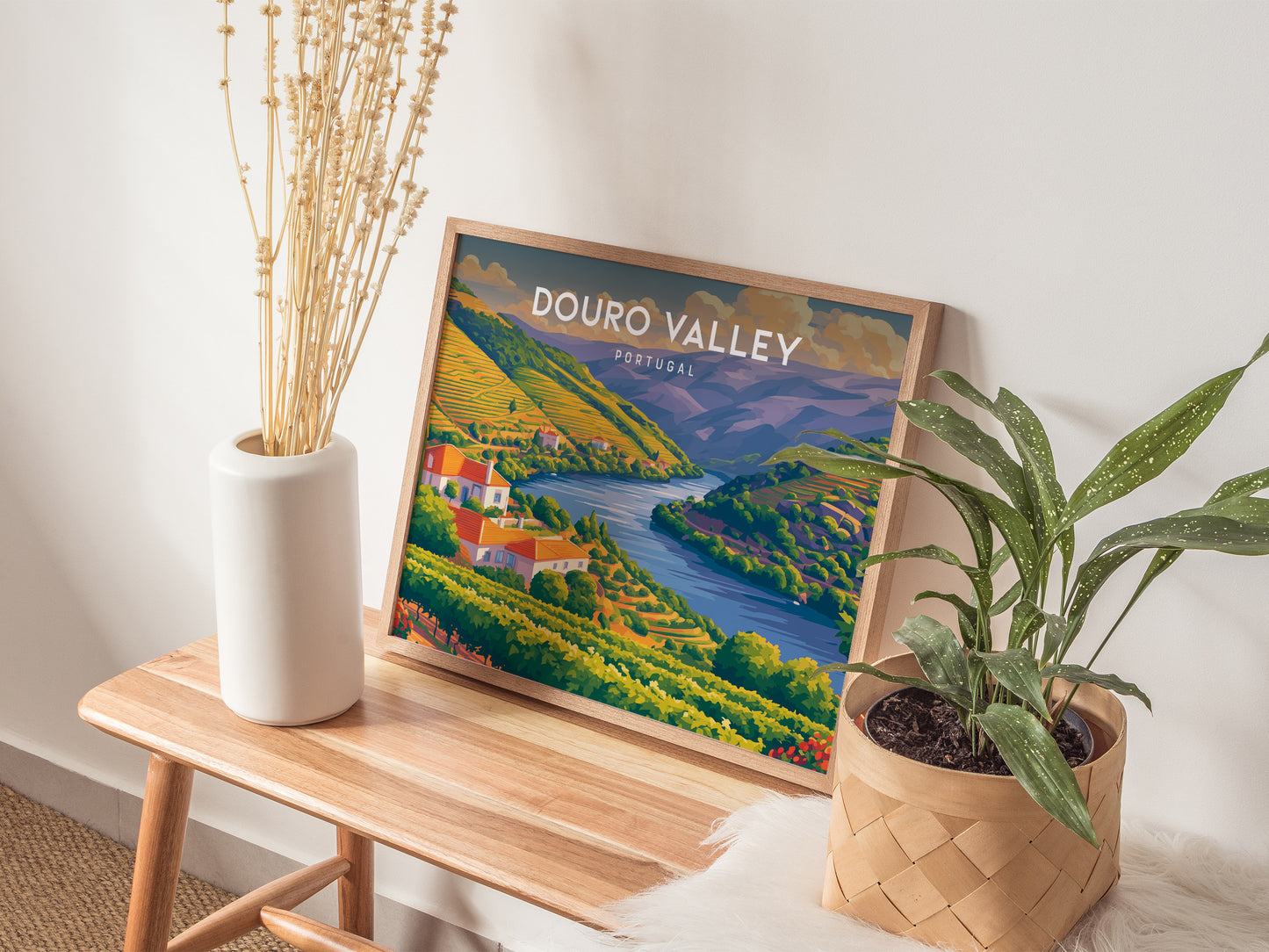 Douro Valley, Portugal Landscape Poster | Wine Country Destination Print Wall Art — 20x16 in