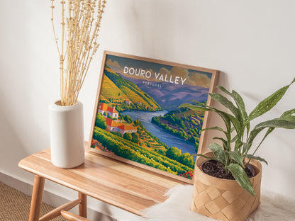 Douro Valley, Portugal Landscape Poster | Wine Country Destination Print Wall Art — 20x16 in