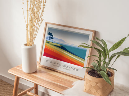 Spyglass Hill Golf Course Landscape Matte Border Poster | Pebble Beach, California Golf Course Print Wall Art — 20x16 in