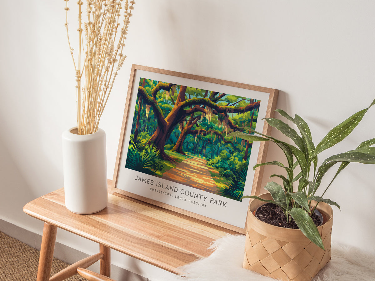 James Island County Park Landscape Matte Border Poster | Charleston, South Carolina Travel Wall Art — 20x16 in
