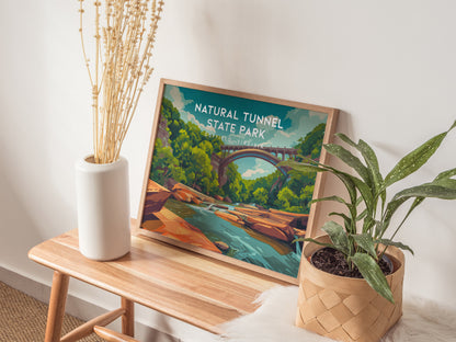Natural Tunnel State Park Landscape Poster | Duffield, Virginia Scenic Cave Framed or Unframed Wall Art — 20x16 in