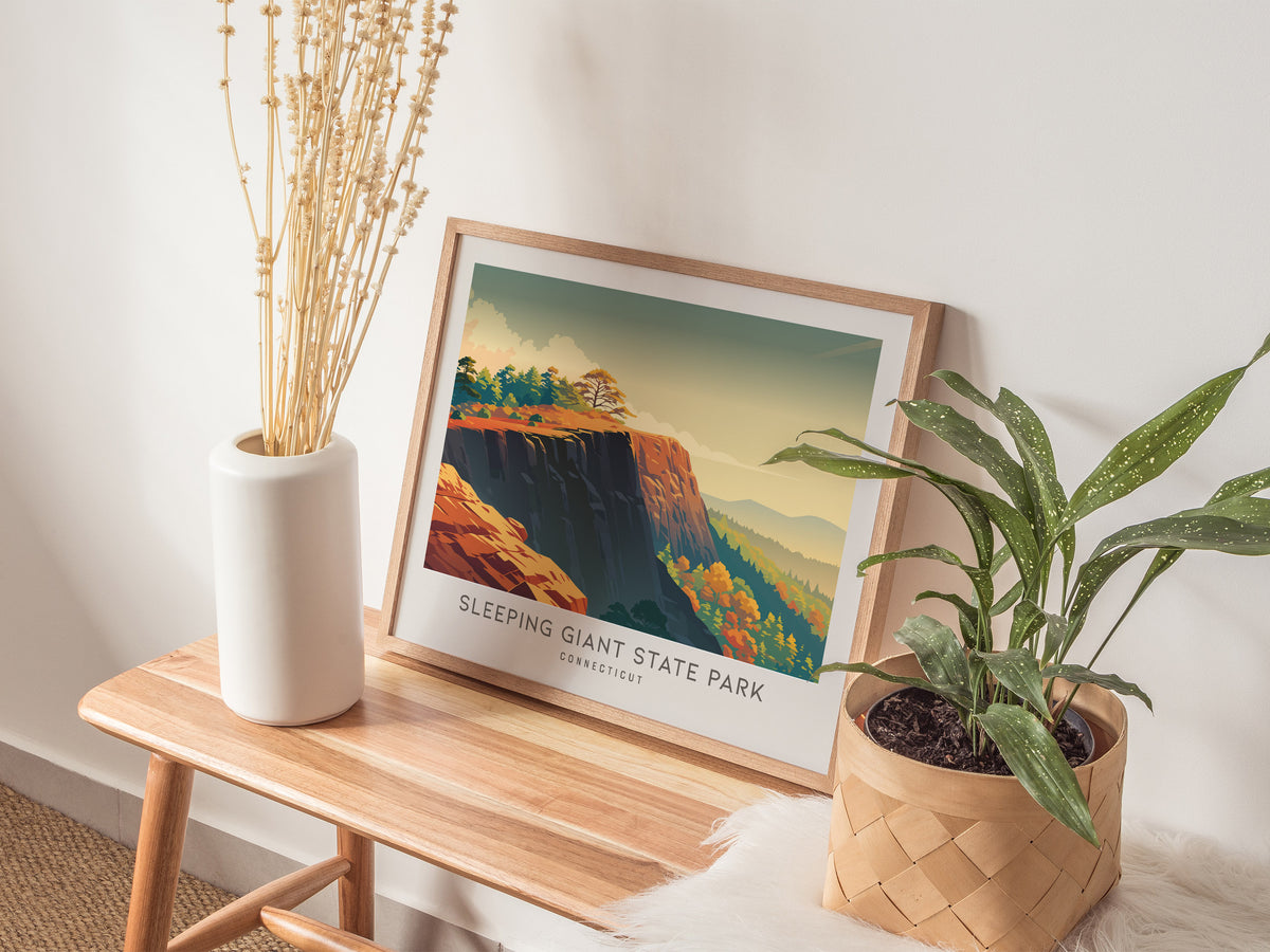 Sleeping Giant State Park Landscape Matte Border Poster | Connecticut Framed or Unframed Destination Print — 20x16 in