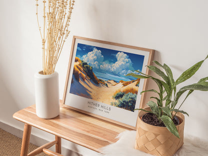 Hither Hills Landscape Matte Border Poster | Montauk, New York Coastal Beach Decor — 20x16 in