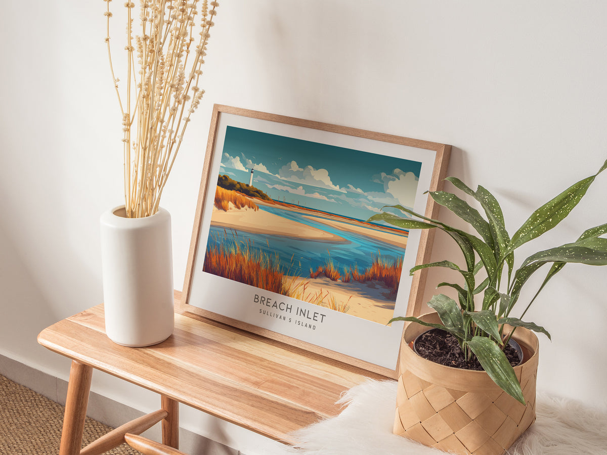 Breach Inlet Landscape Matte Border Poster | Sullivan's Island Beach House Decor Destination Print — 20x16 in
