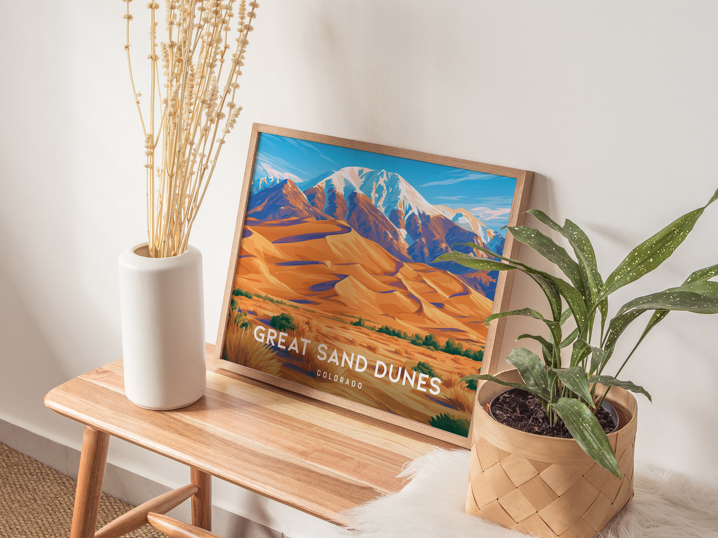 Great Sand Dunes, Colorado Landscape Poster | Sweeping Sands Destination Print Wall Art — 20x16 in