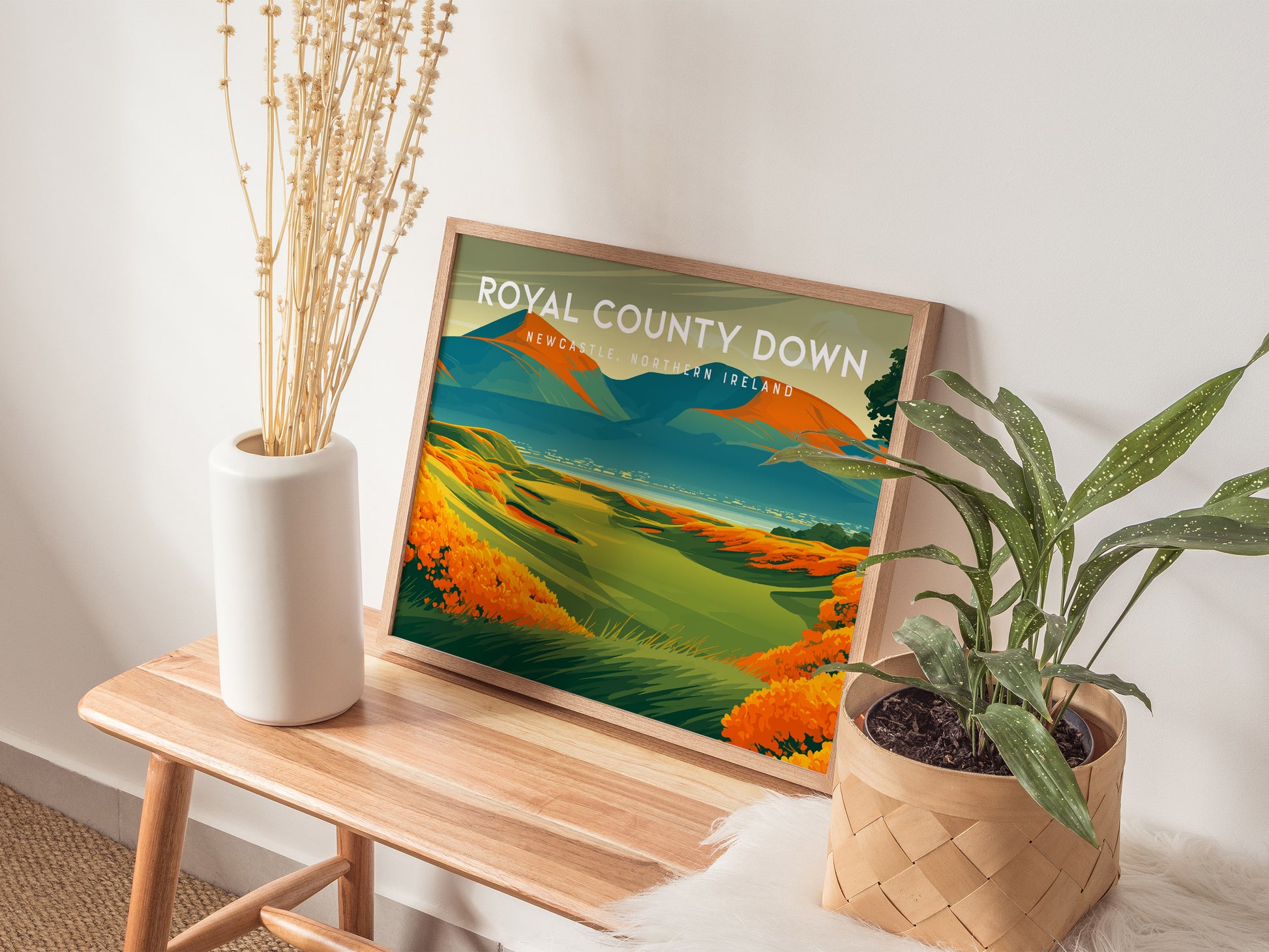 Royal County Down, Newcastle, Northern Ireland Poster | Landscape Links Poster Golf Wall Art — 20x16 in