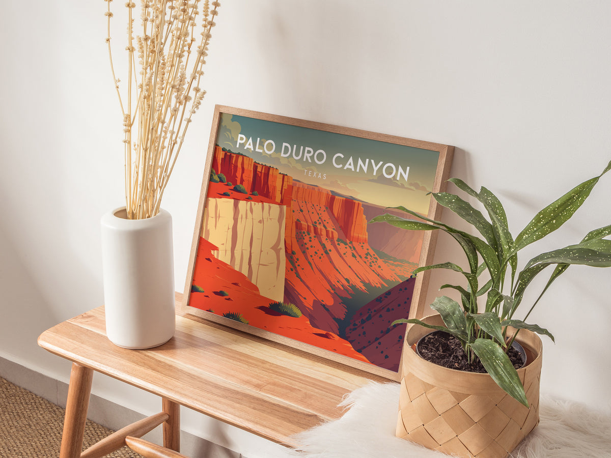 Palo Duro Canyon, Texas Landscape Poster | Framed or Unframed Canyon Wall Art — 20x16 in