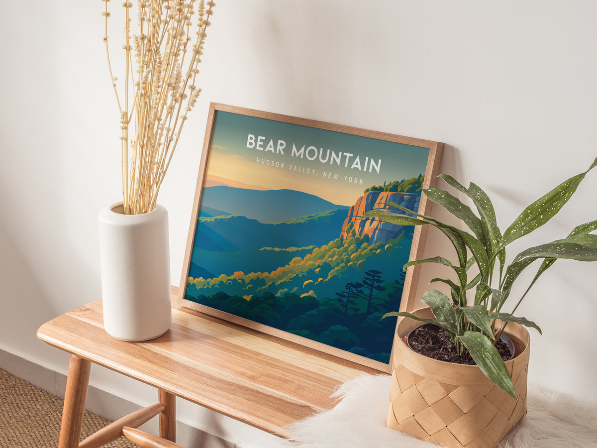 Bear Mountain Landscape Poster | Hudson Valley, New York Vacation Wall Art — 20x16 in