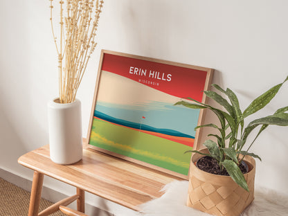 Erin Hills, Wisconsin Landscape Poster | Golfer Gift Country Club Decor Wall Art — 20x16 in