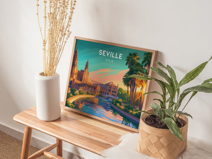 Seville, Spain Landscape Poster | Andalusian Splendor Vacation Wall Art — 20x16 in