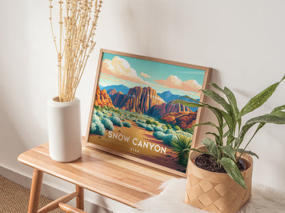 Snow Canyon Landscape Poster | Utah Red Rock Framed or Unframed Wall Art — 20x16 in