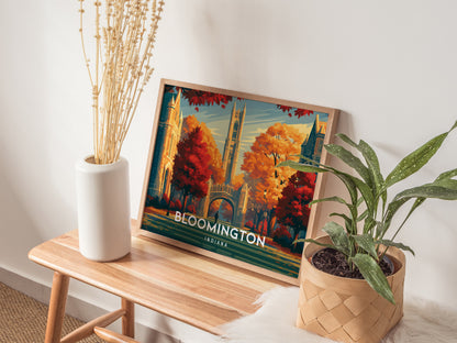 Bloomington, Indiana Landscape Poster | Framed or Unframed Vacation Wall Art — 20x16 in