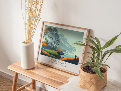 Cypress Point Landscape Matte Border Poster | Del Monte Forest, California Country Club Decor Golf Course Print — 20x16 in