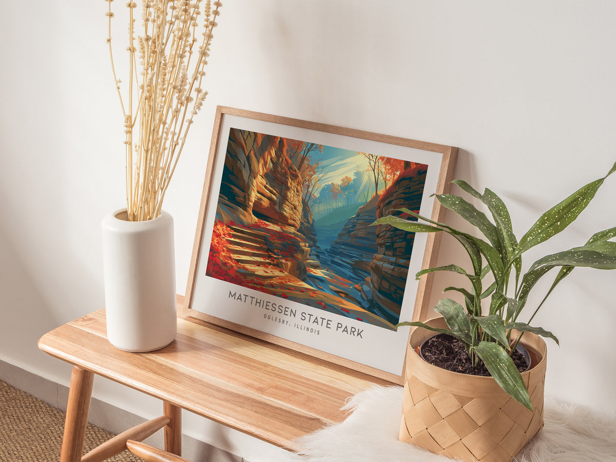 Matthiessen State Park Landscape Matte Border Poster | Oglesby, Illinois Travel Gift Wall Art — 20x16 in