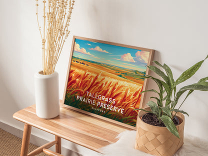 Tallgrass Prairie Preserve Landscape Poster | Oklahoma Vacation Wall Art — 20x16 in