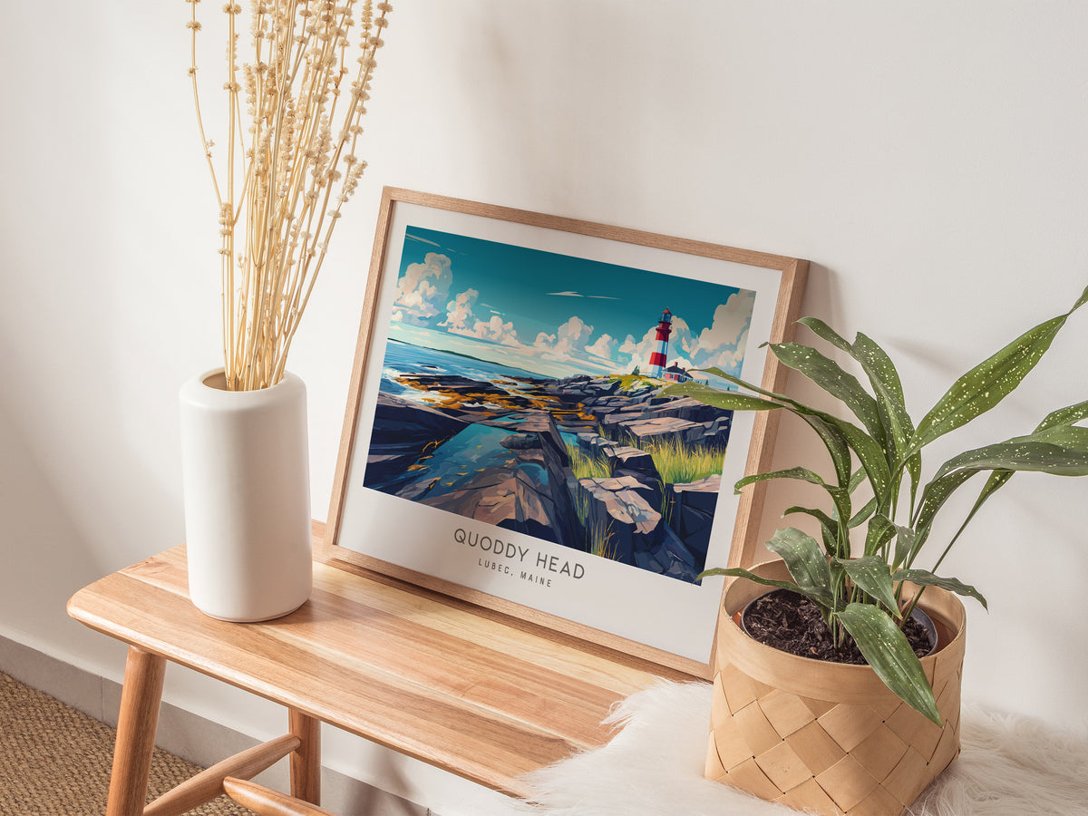 Quoddy Head Landscape Matte Border Poster | Lubec, Maine Destination Print — 20x16 in