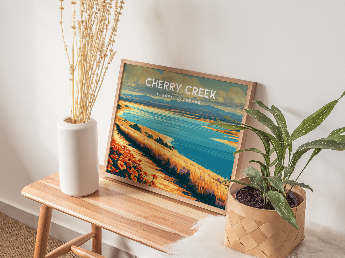 Cherry Creek Landscape Poster | Aurora, Colorado Vacation Wall Art — 20x16 in