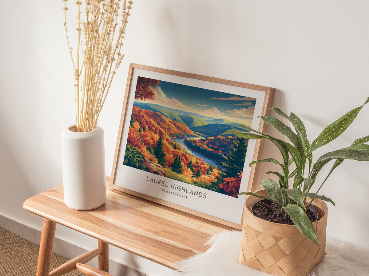 Laurel Highlands Landscape Matte Border Poster | Pennsylvania Vacation Wall Art — 20x16 in