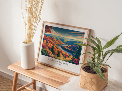 Laurel Highlands Landscape Matte Border Poster | Pennsylvania Vacation Wall Art — 20x16 in