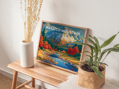 Wasatch Mountain Landscape, Midway, Utah Poster | Alpine Valley Framed or Unframed Wall Art — 20x16 in