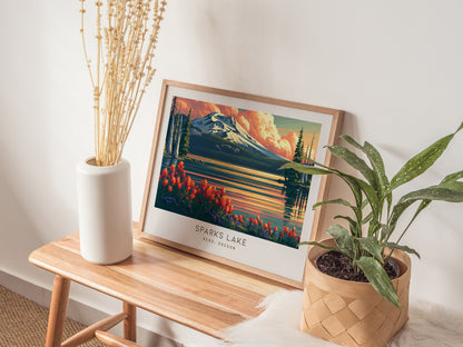 Sparks Lake Landscape Matte Border Poster | Bend, Oregon Travel Gift Wall Art — 20x16 in