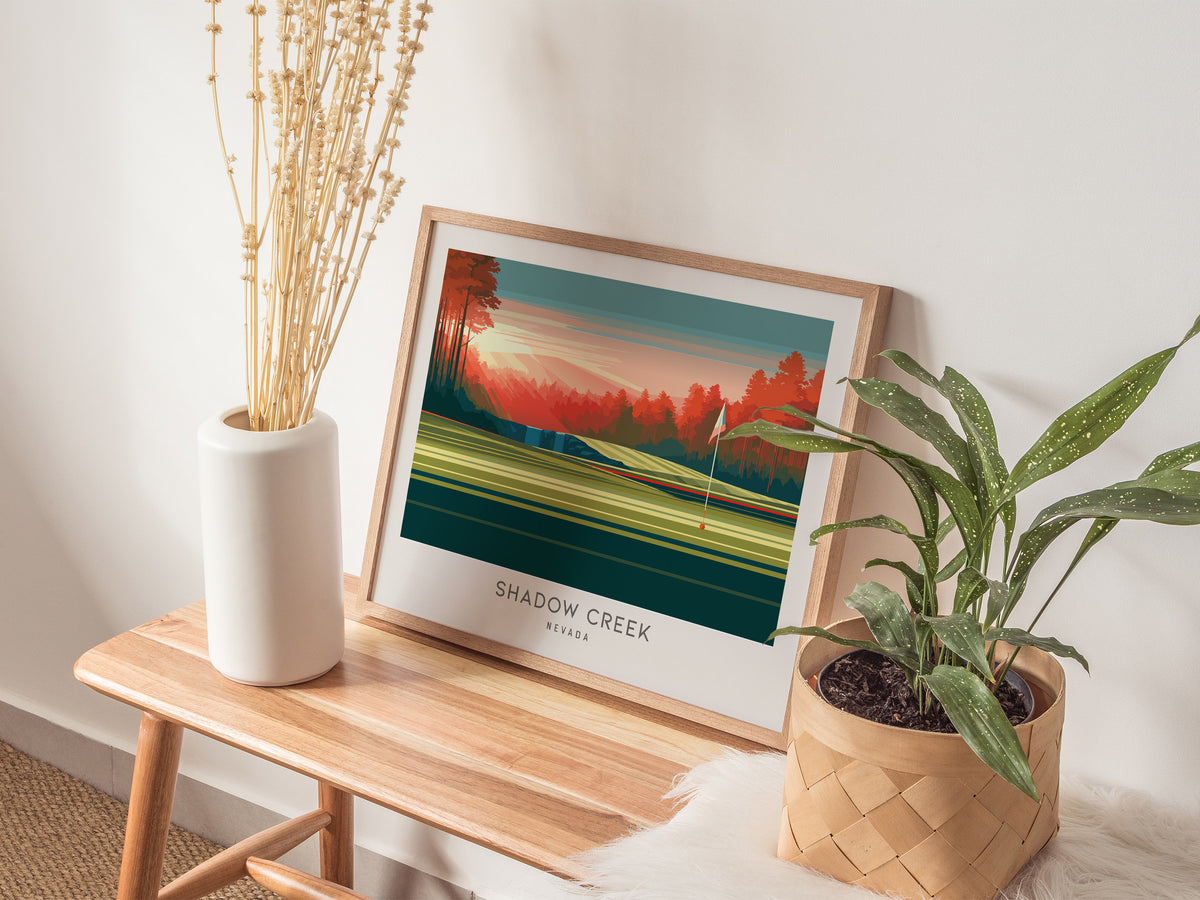 Shadow Creek Landscape Matte Border Poster | Nevada Framed or Unframed Golf Course Print — 20x16 in