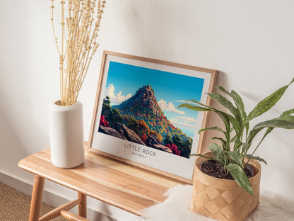 Little Rock Landscape Matte Border Poster | Arkansas Travel Wall Art — 20x16 in