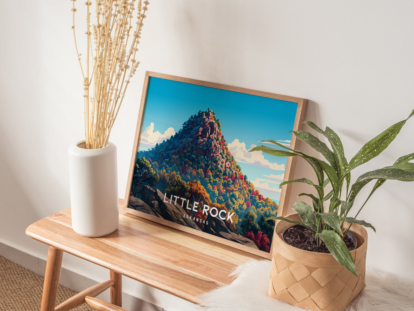 Little Rock, Arkansas Landscape Poster | River Bridge Cityscape Vacation Wall Art — 20x16 in