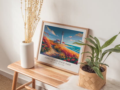 Jones Beach State Park Landscape Matte Border Poster | Long Island, New York Travel Wall Art — 20x16 in