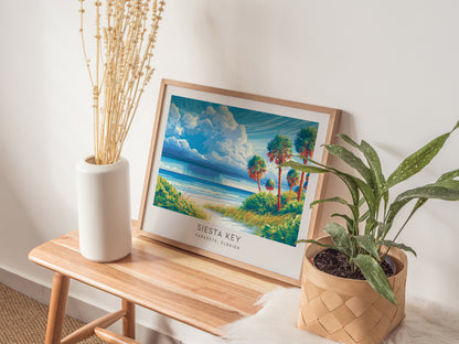 Siesta Key Landscape Matte Border Poster | Travel Wall Art — 20x16 in