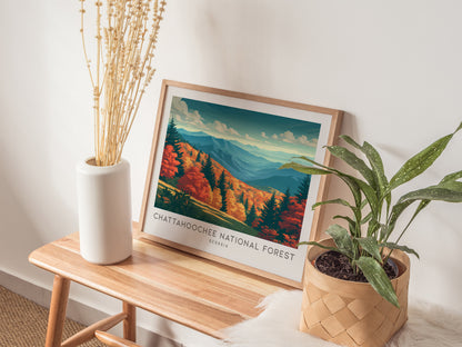 Chattahoochee National Forest Landscape Matte Border Poster | Georgia Travel Wall Art — 20x16 in