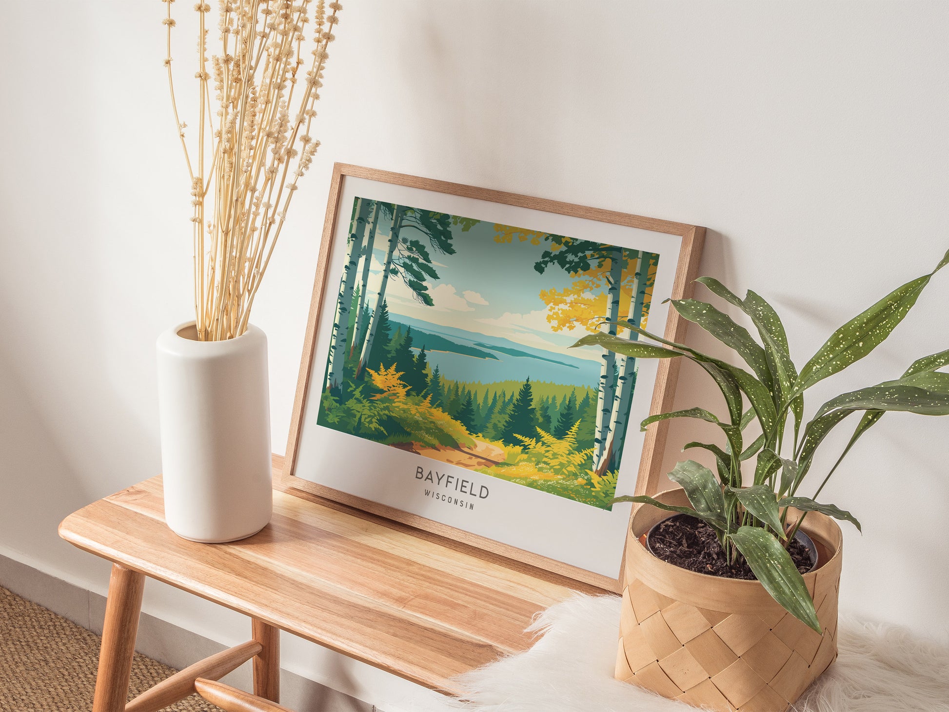 Bayfield Landscape Matte Border Poster | Wisconsin Vacation Wall Art — 20x16 in