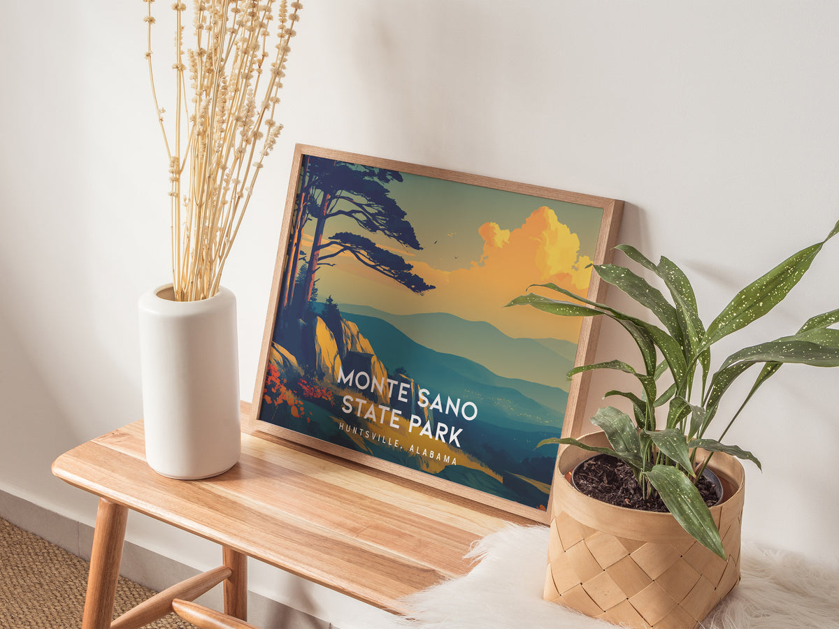 Monte Sano State Park Landscape Poster | Huntsville, Alabama Framed or Unframed Travel Gift Wall Art — 20x16 in