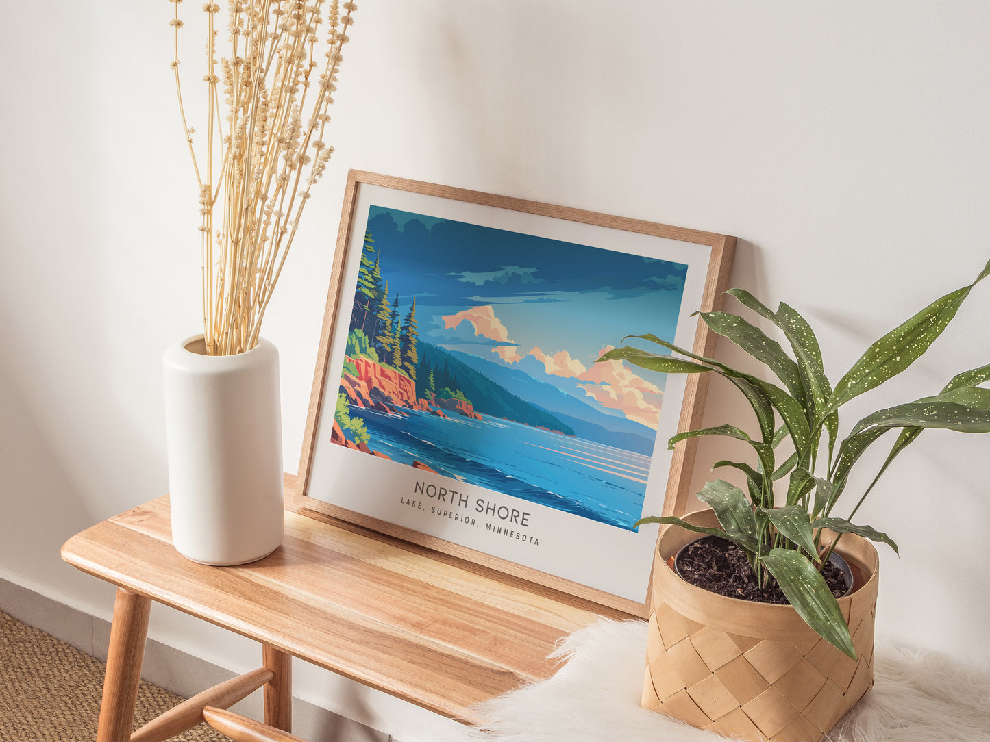 North Shore Landscape Matte Border Poster | Lake, Superior, Minnesota Travel Wall Art — 20x16 in