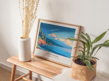North Shore Landscape Matte Border Poster | Lake, Superior, Minnesota Travel Wall Art — 20x16 in