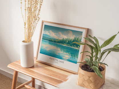 Payette Lake Landscape Matte Border Poster | Idaho Beach House Decor — 20x16 in