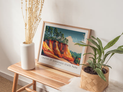 Crater of Diamonds State Park Landscape Matte Border Poster | Arkansas Travel Gift Framed or Unframed — 20x16 in