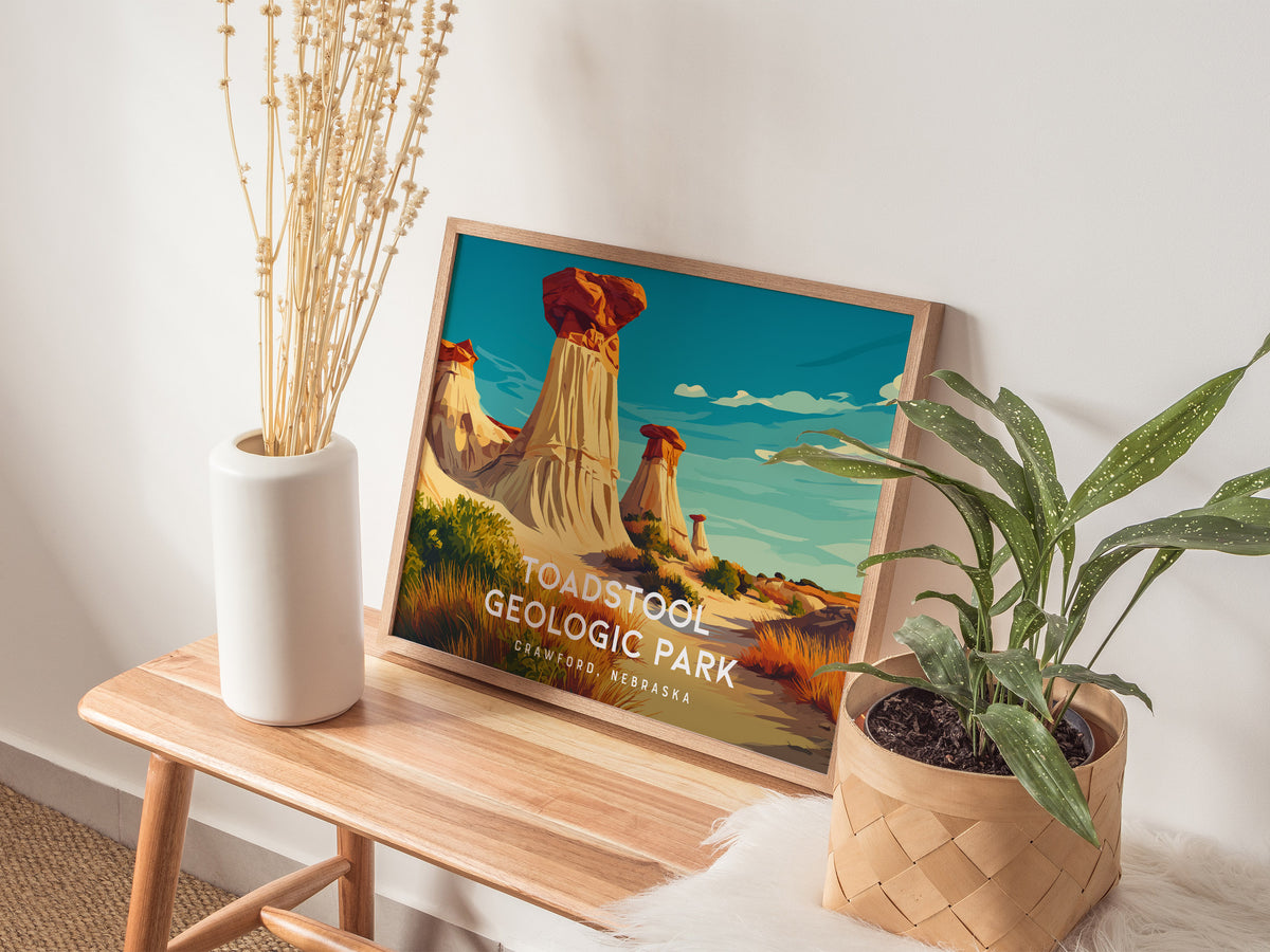 Toadstool Geologic Park Landscape Poster | Crawford, Nebraska Vacation Wall Art — 20x16 in