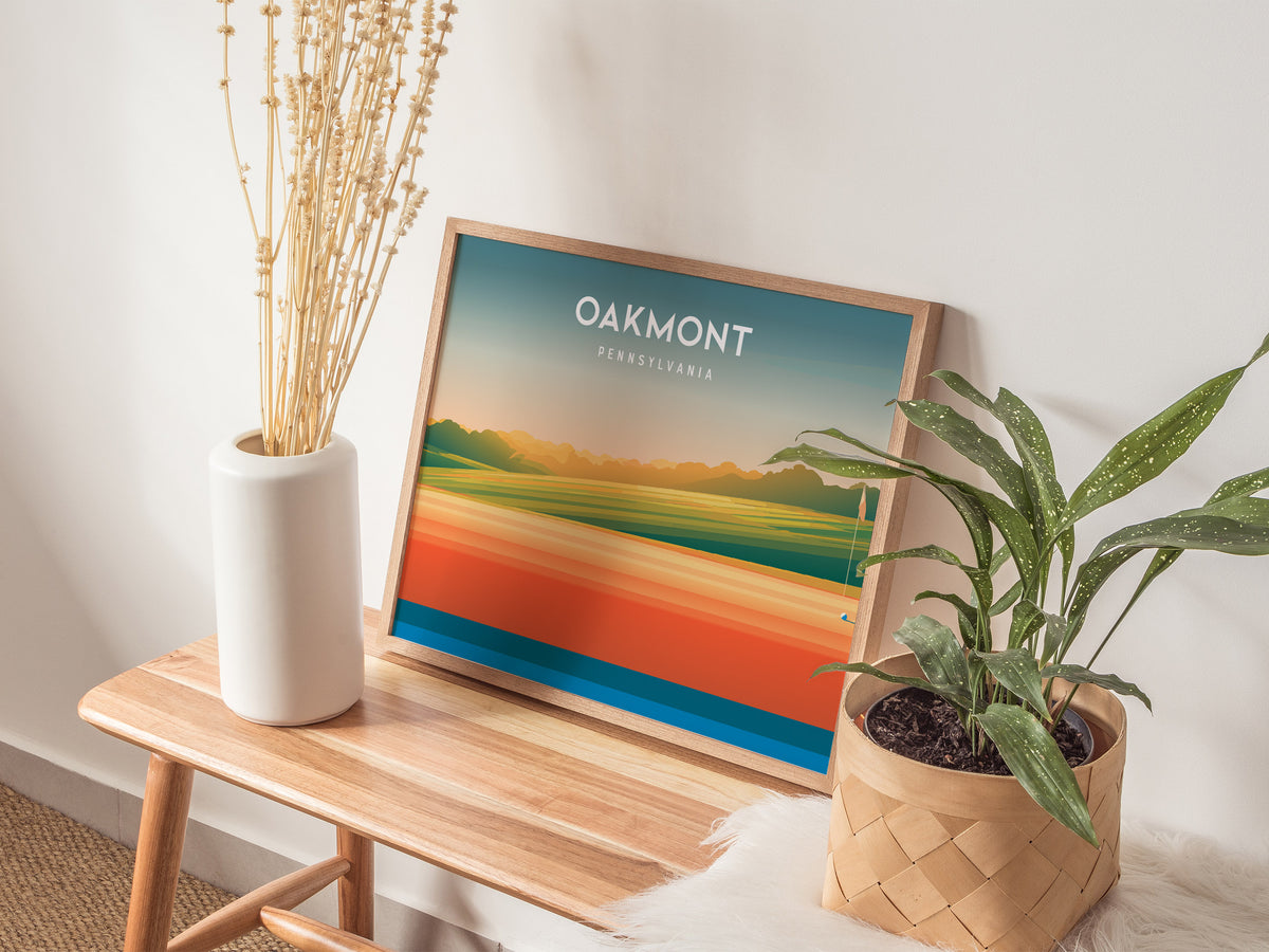 Oakmont, Pennsylvania Landscape Poster | Golf Wall Art & Framed or Unframed Links Decor — 20x16 in