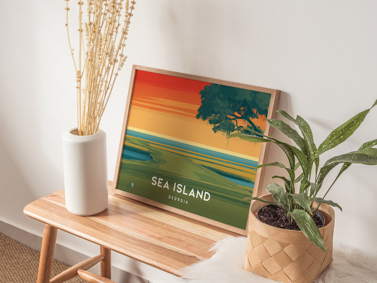 Sea Island, Georgia Landscape Poster | Links Poster & Golfer Gift Coastal Wall Art — 20x16 in