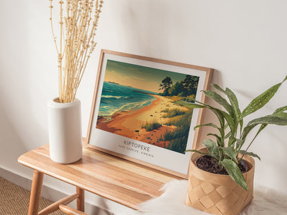 Kiptopeke Landscape Matte Border Poster | Cape Charles, Virginia Beach House Decor Travel Gift — 20x16 in