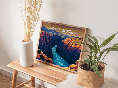 Royal Gorge Landscape, Canon City, Colorado Poster | Scenic Gorge Adventure Framed or Unframed Wall Art — 20x16 in
