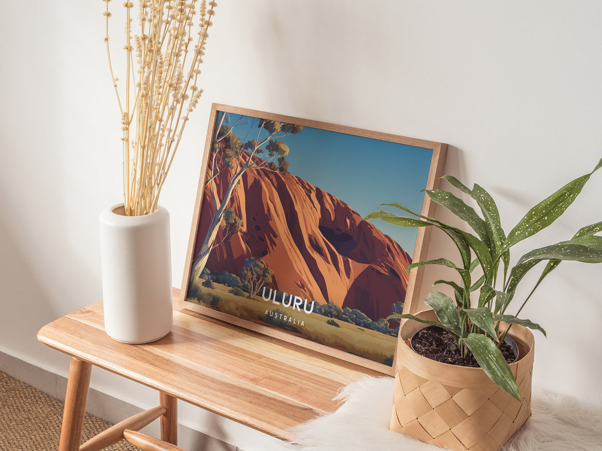 Uluru Landscape, Australia Poster | Outback Sunset Framed or Unframed Wall Art — 20x16 in