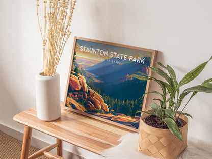 Staunton State Park Landscape Poster | Pine, Colorado Framed or Unframed Vacation Wall Art — 20x16 in